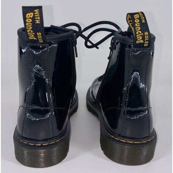 NEW Dr Martens Doc 1460Y Youth Patent Leather Boots Black Big Girl Size 5 - Picture 5 of 11